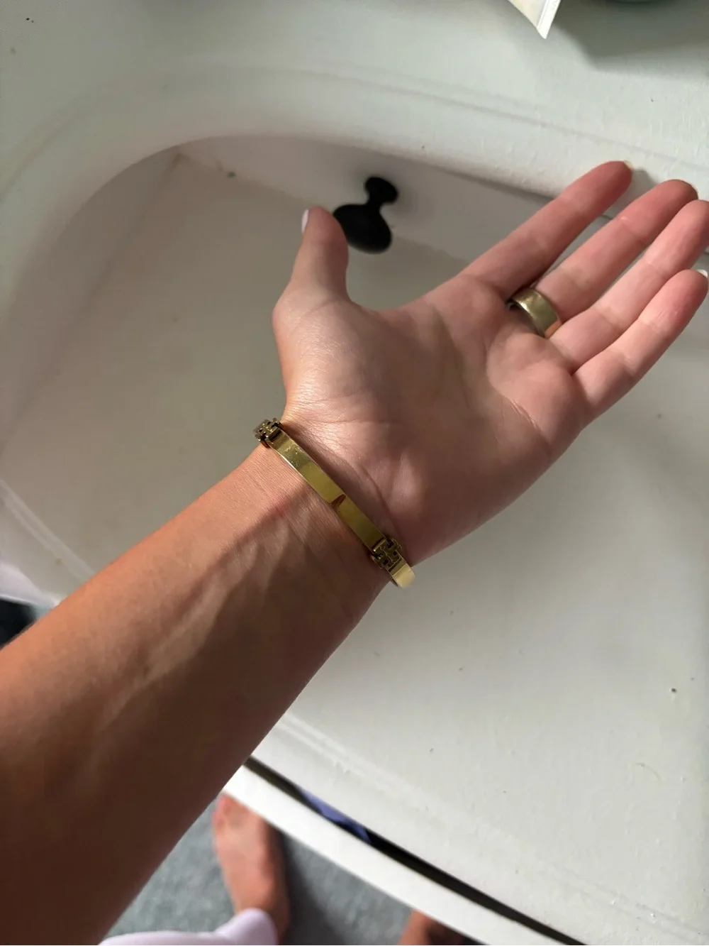 Tory Burch Gold-Tone Double Hinged Logo Bangle Bracelet